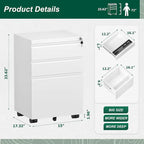 3 Drawer Mobile/Vertical File Cabinet for Home Office