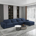 Canapé sectionnel modulaire moderne, gris clair/bleu foncé