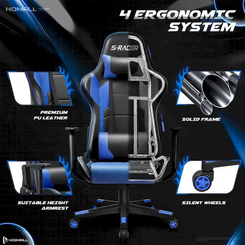 Homall Ergonomic Faux Leather Adjustable Swivel Office Gaming Chair