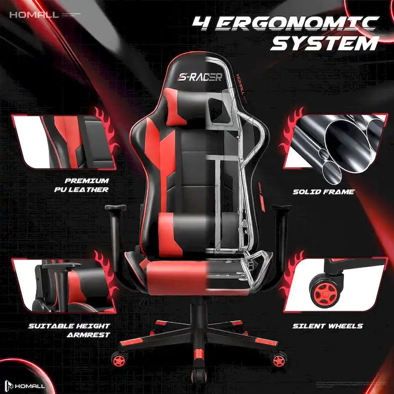 Homall Ergonomic Faux Leather Adjustable Swivel Office Gaming Chair