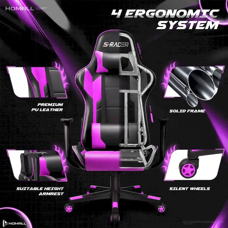 Homall Ergonomic Faux Leather Adjustable Swivel Office Gaming Chair