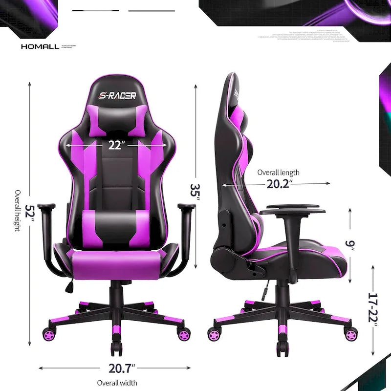 Homall Ergonomic Faux Leather Adjustable Swivel Office Gaming Chair