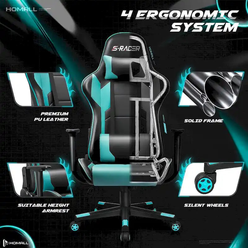 Homall Ergonomic Faux Leather Adjustable Swivel Office Gaming Chair