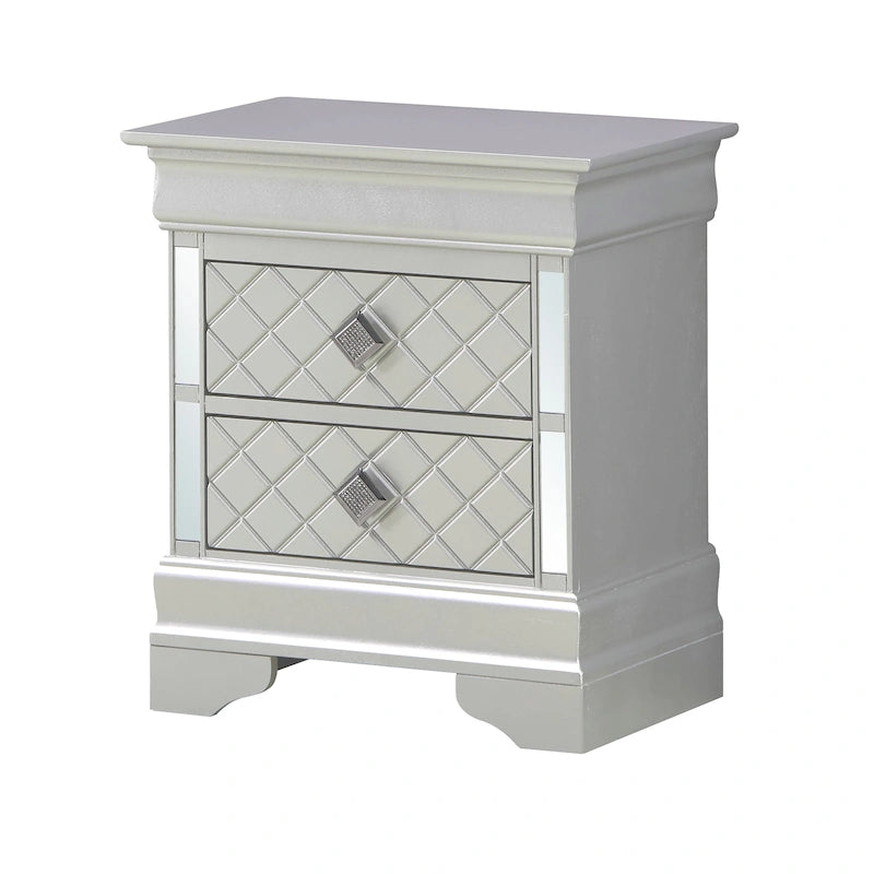Table de chevet Verona en bois avec miroir et 2 tiroirs