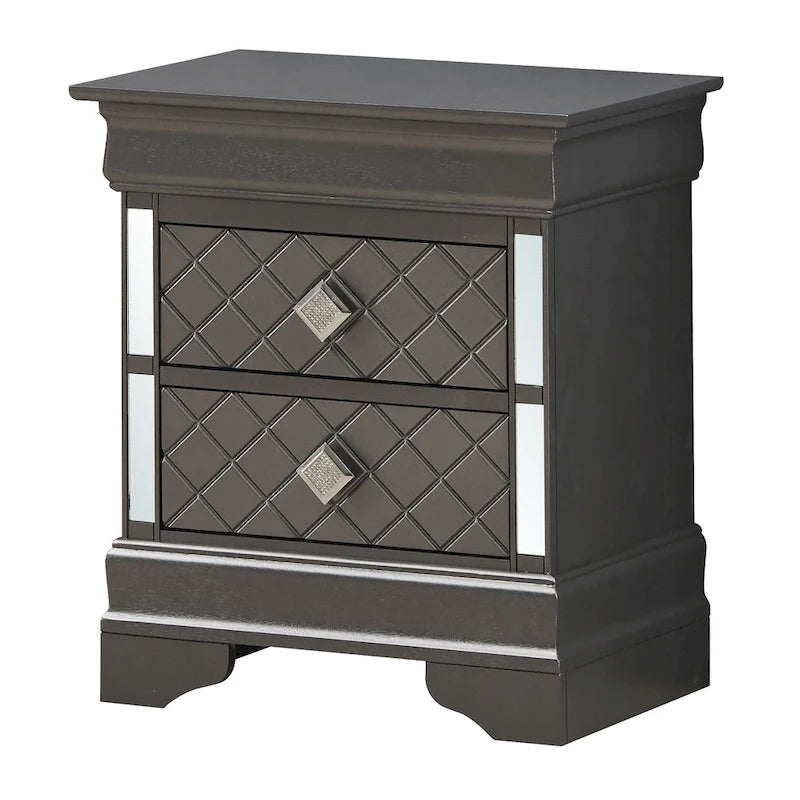 Table de chevet Verona en bois avec miroir et 2 tiroirs