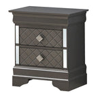 Table de chevet Verona en bois avec miroir et 2 tiroirs
