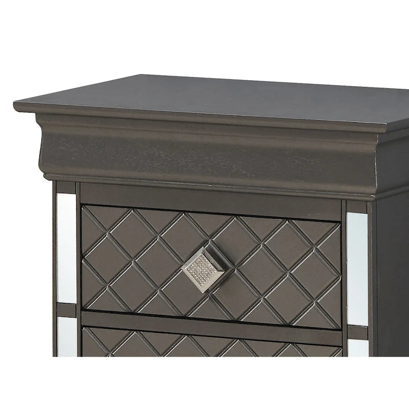 Table de chevet Verona en bois avec miroir et 2 tiroirs