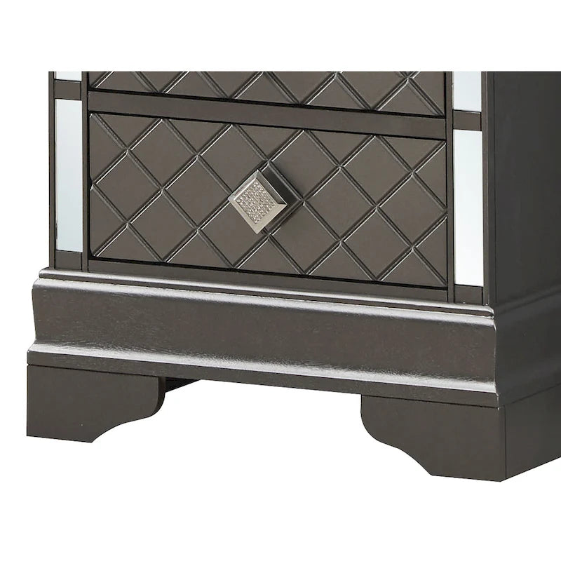 Table de chevet Verona en bois avec miroir et 2 tiroirs