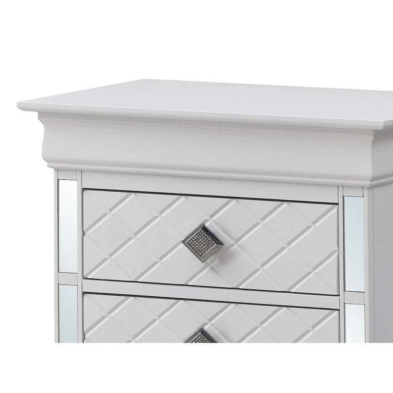 Table de chevet Verona en bois avec miroir et 2 tiroirs