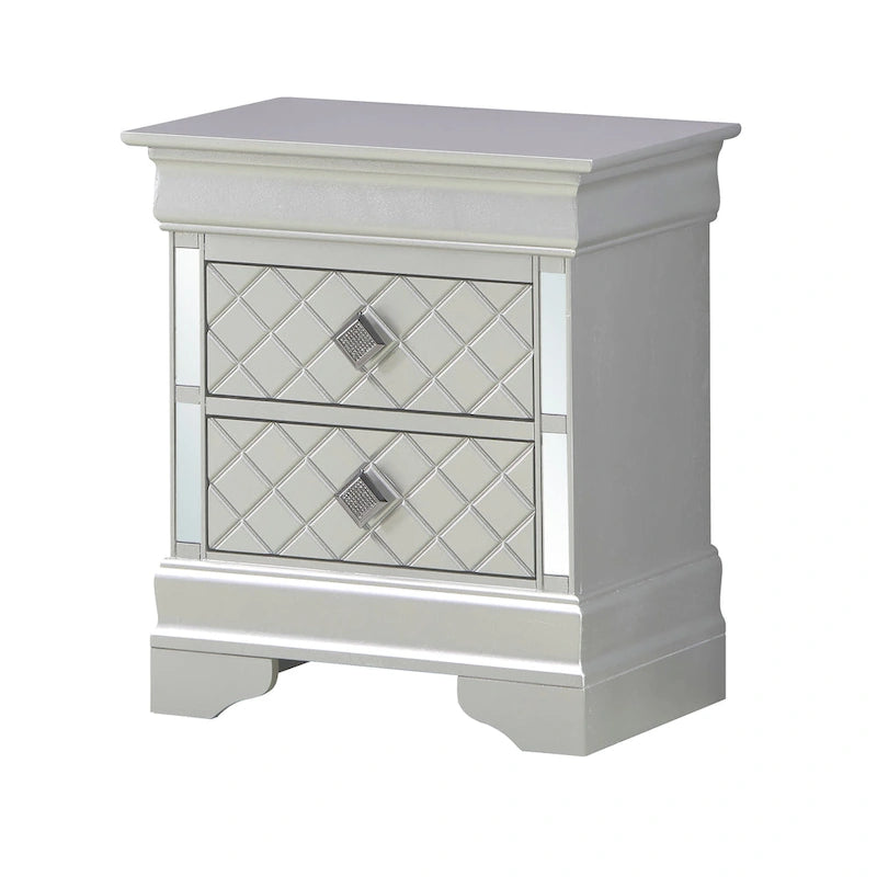 Table de chevet Verona en bois avec miroir et 2 tiroirs