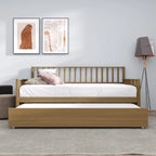 Lit de repos classique en bois de taille double CraftPorch avec lit gigogne