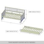 Lit de repos classique en bois de taille double CraftPorch avec lit gigogne
