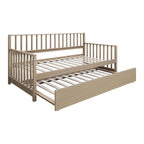 Lit de repos classique en bois de taille double CraftPorch avec lit gigogne