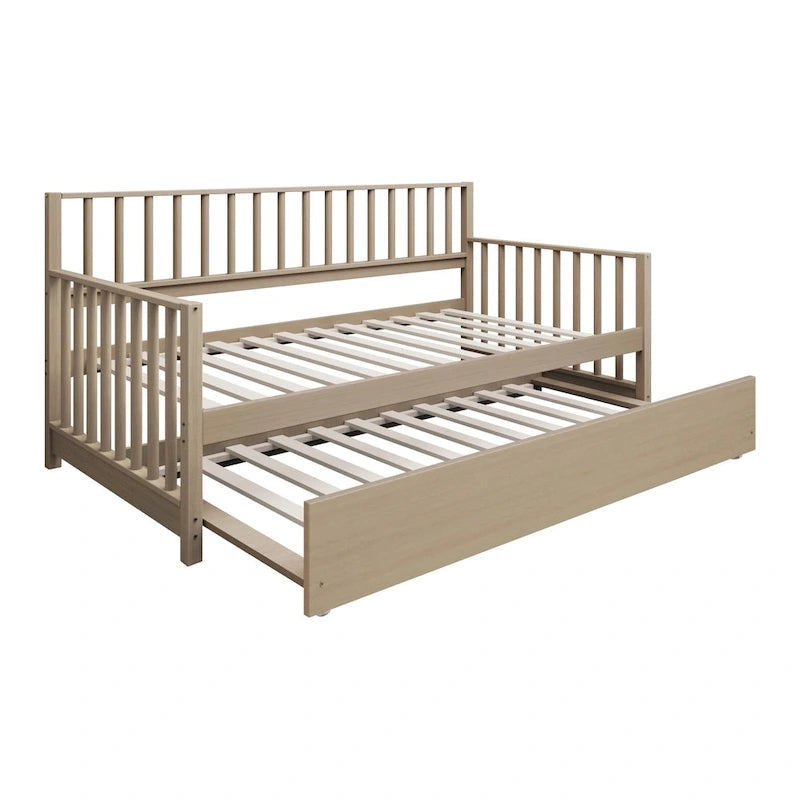 Lit de repos classique en bois de taille double CraftPorch avec lit gigogne