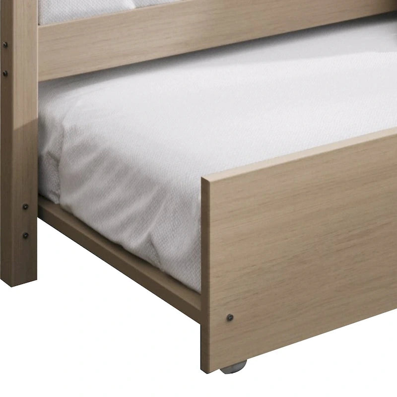 Lit de repos classique en bois de taille double CraftPorch avec lit gigogne