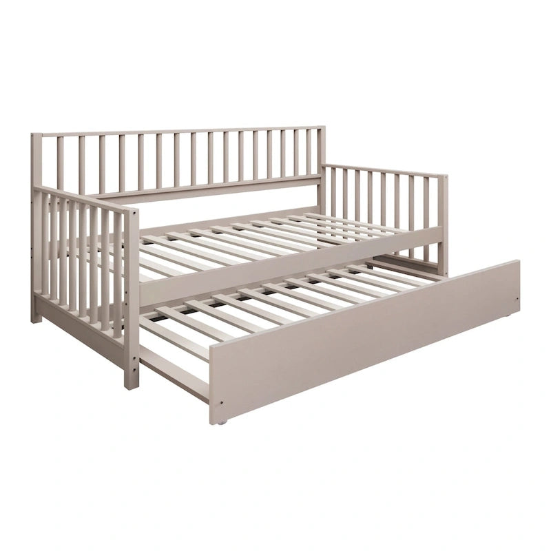 Lit de repos classique en bois de taille double CraftPorch avec lit gigogne