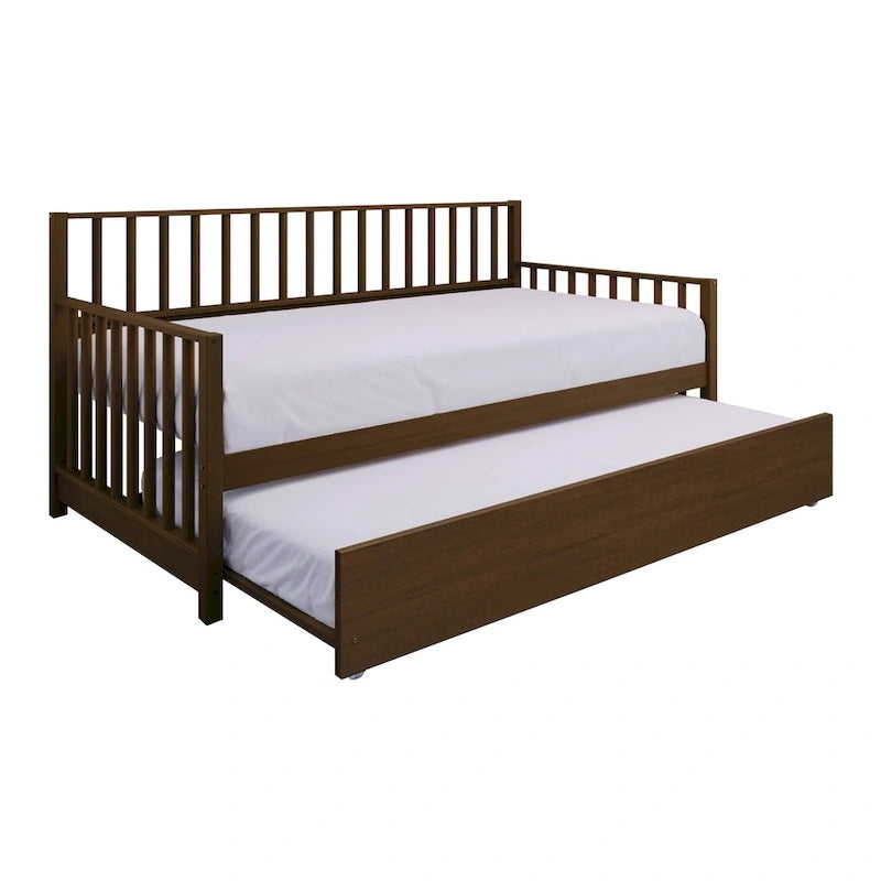 Lit de repos classique en bois de taille double CraftPorch avec lit gigogne