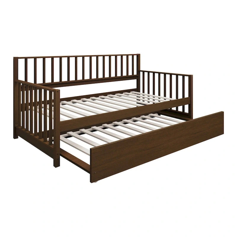 Lit de repos classique en bois de taille double CraftPorch avec lit gigogne