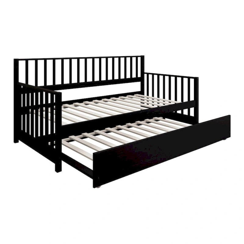 Lit de repos classique en bois de taille double CraftPorch avec lit gigogne