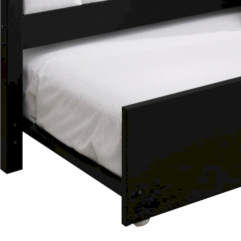 Lit de repos classique en bois de taille double CraftPorch avec lit gigogne
