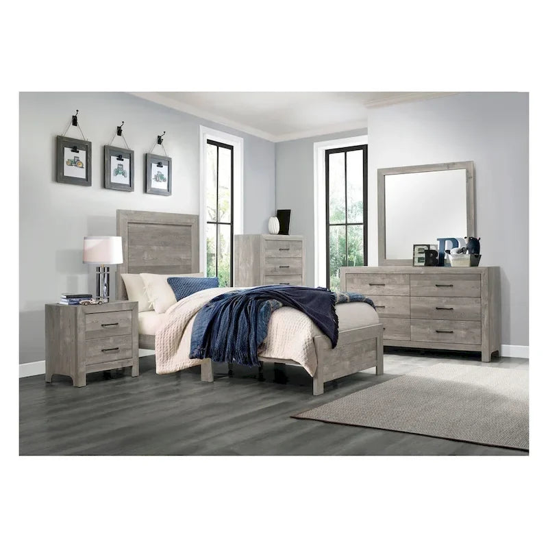 Ensemble de chambre à coucher 3 pièces Tabina gris, style moderne