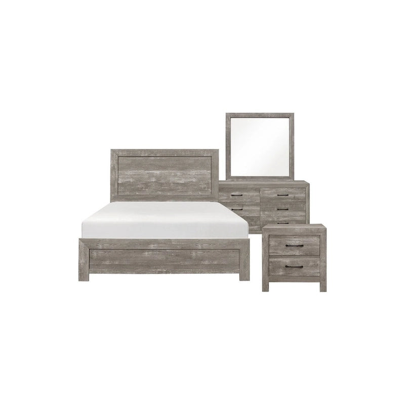 Ensemble de chambre à coucher 3 pièces Tabina gris, style moderne