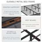 King Bed Frame with Storage Headboard, Charging Station LED Lights, Upholstered Platform Bed Metal Slats, No Box Spring Needed