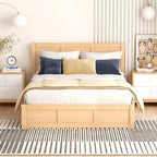Wood Platform Bed with Underneath Storage and 2 Drawers