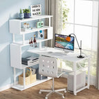 Bureau en L réversible avec étagères de rangement pour bureau à domicile
