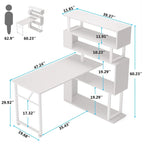 Bureau en L réversible avec étagères de rangement pour bureau à domicile
