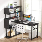 Bureau en L réversible avec étagères de rangement pour bureau à domicile