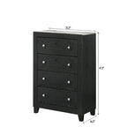 Gaylene 5 Piece Black LED Bookcase Panel Bedroom Set