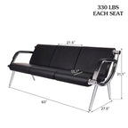 Kinbor - Chaise d'attente 3 places, Banc de réception en cuir PU pour aéroport, Chaise visiteur pour banque, salon, bureau, hôpital