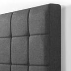 Cadre de lit plateforme matelassé carré gris King Priage by ZINUS