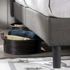 Cadre de lit plateforme matelassé carré gris King Priage by ZINUS