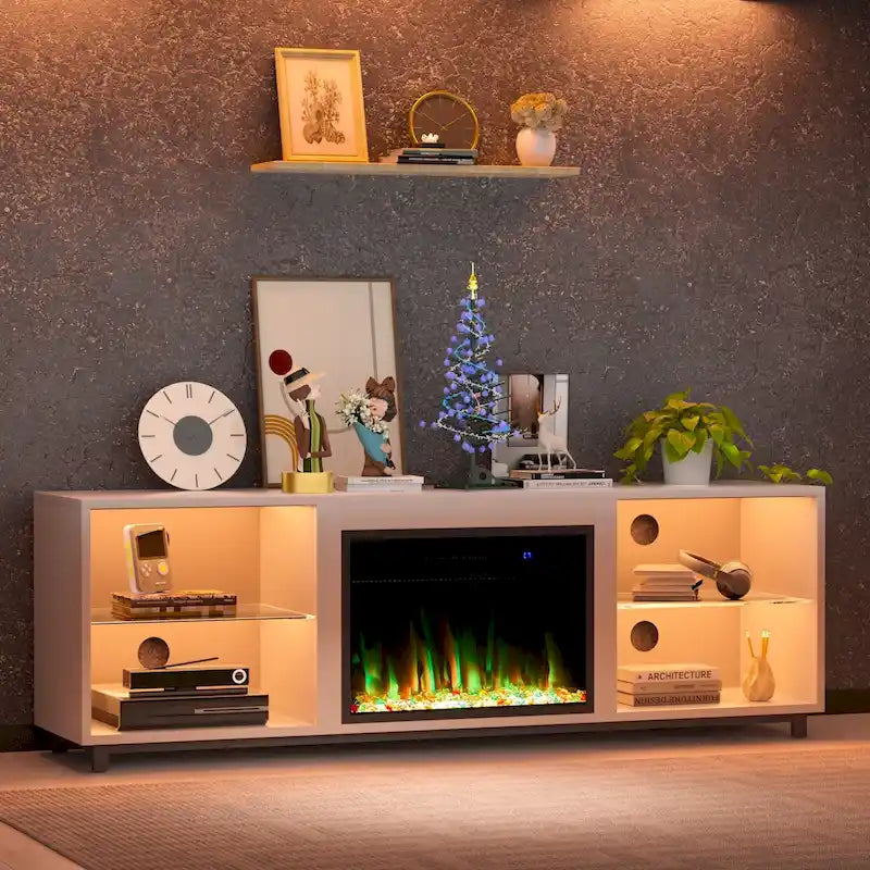 Meuble TV de 68 po avec foyer électrique de 23 po