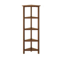Edenton Tall Wood Corner Bookcase with 4 Shelves, Walnut