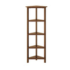 Edenton Tall Wood Corner Bookcase with 4 Shelves, Walnut