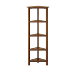 Edenton Tall Wood Corner Bookcase with 4 Shelves, Walnut