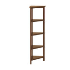Edenton Tall Wood Corner Bookcase with 4 Shelves, Walnut