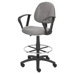 Boss Adjustable Black Loop Arm Drafting Stool with Wheel Casters