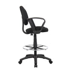 Boss Adjustable Black Loop Arm Drafting Stool with Wheel Casters