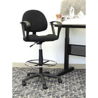 Boss Adjustable Black Loop Arm Drafting Stool with Wheel Casters