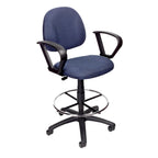Boss Adjustable Black Loop Arm Drafting Stool with Wheel Casters
