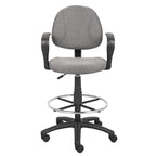 Boss Adjustable Black Loop Arm Drafting Stool with Wheel Casters