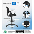 Boss Adjustable Black Loop Arm Drafting Stool with Wheel Casters