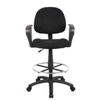 Boss Adjustable Black Loop Arm Drafting Stool with Wheel Casters