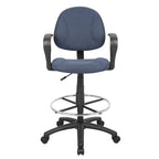 Boss Adjustable Black Loop Arm Drafting Stool with Wheel Casters