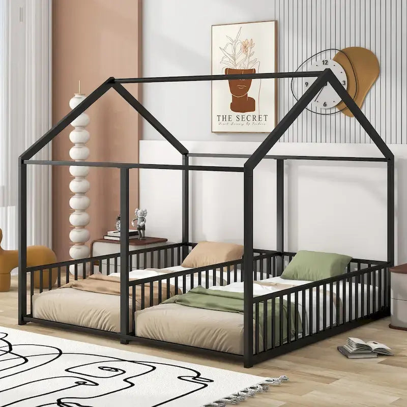 Metal House Platform Beds Two Shared Beds Two Shared Beds