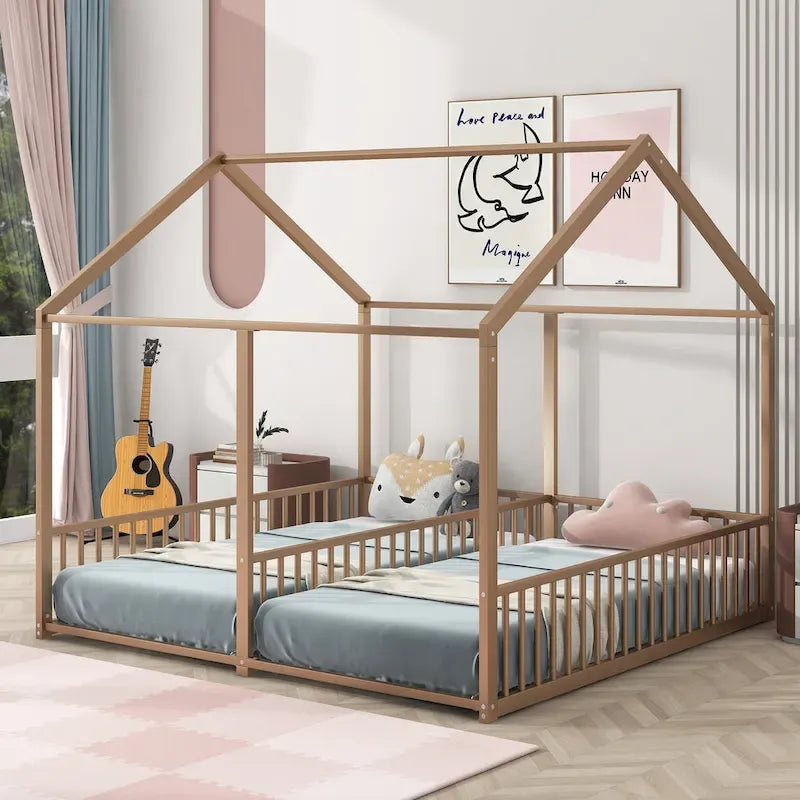 Metal House Platform Beds Two Shared Beds Two Shared Beds